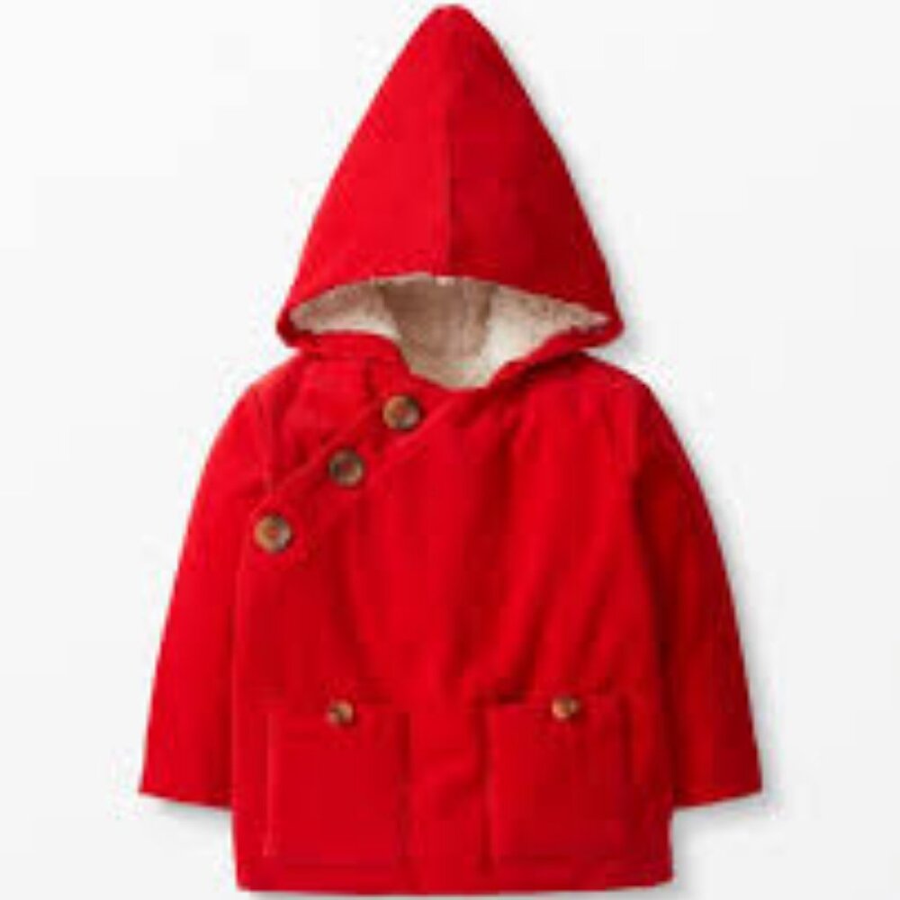 Hanna‎ Anderson Baby Red Sherpa Lined Corduroy Jacket Organic Cotton Size 6-12 M